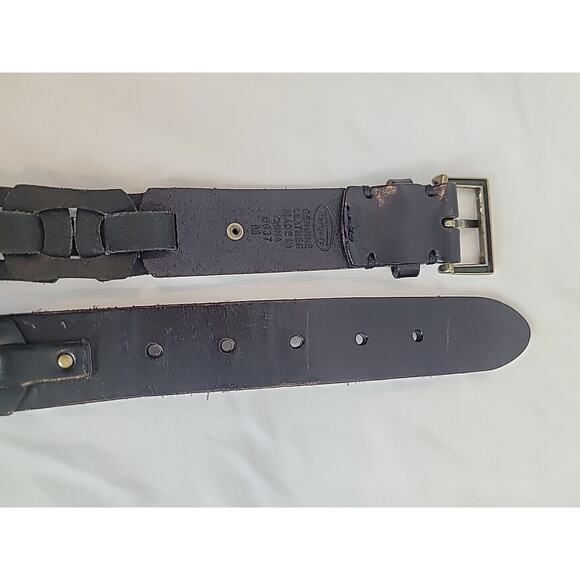 Talbot's Medium Black Belt Woven Genuine Leather SILVER RECTANGLE buckle - Picture 5 of 6